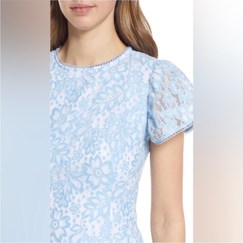 Rachel Parcell Lace Sheath with Ruffle Hem - Celeste Blue Size M - Picture 3 of 16